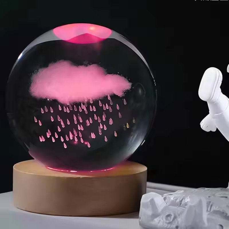 Цветное освещение Декорация USB Светлая 3D-искусство Хрустальная шары стекло Ночное освещение Столовая лампа